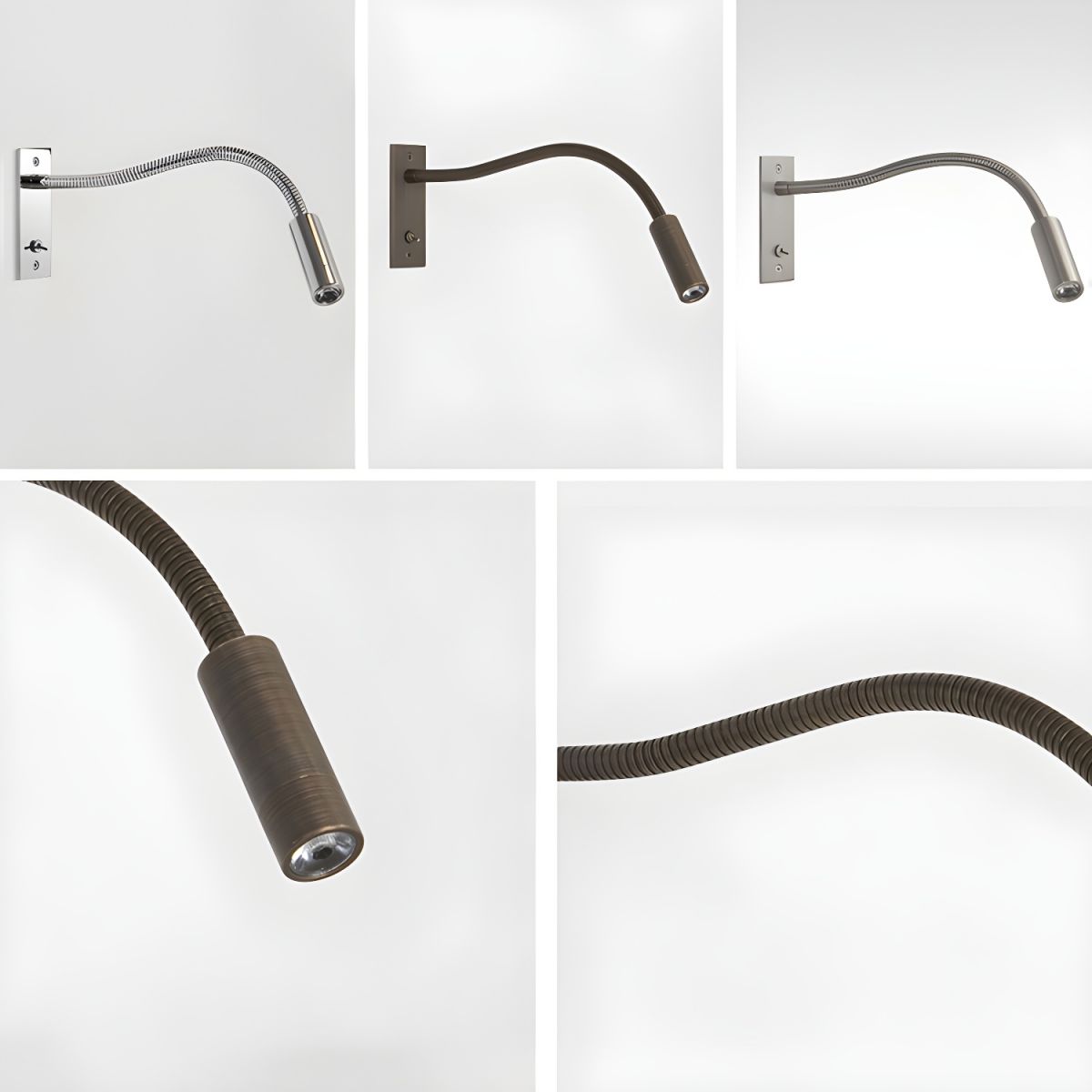 Adjustable Gooseneck Metal Wall Lamp with Cylindrical Head 7