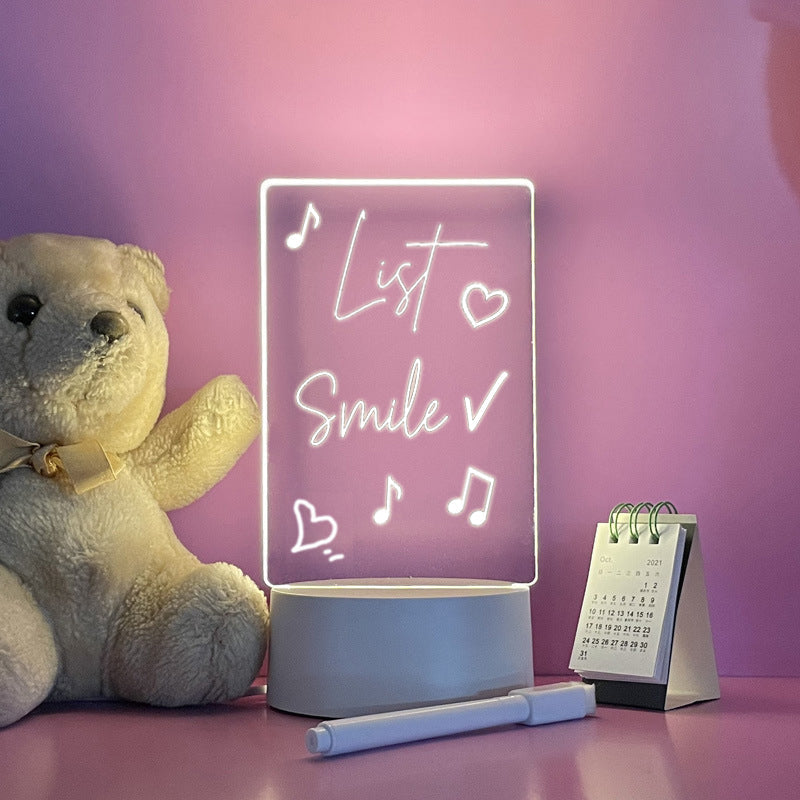 Lighted Message Board, Acrylic & ABS, 95 mm Base | USB or AA Battery Powered | Erasable Light Pen, 7 Colour Options 2