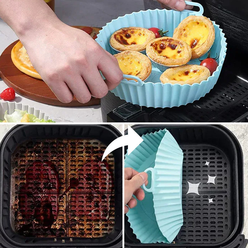 Air Fryer Silicone Baking Tray | Reusable Non-Stick Liner | Dishwasher Safe Oven, Microwave & Instant Pot Accessory