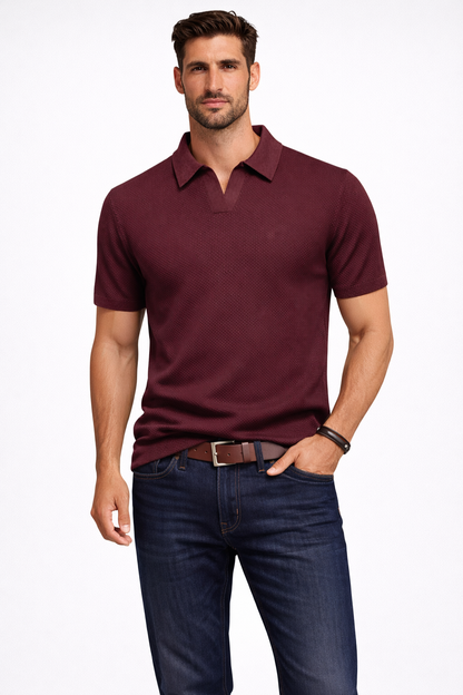 Alden | Men's Polo Shirt – Textured Knit Fabric, Short Sleeve Design 13