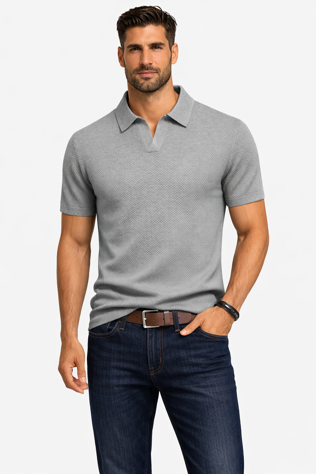 Alden | Men's Polo Shirt – Textured Knit Fabric, Short Sleeve Design 14