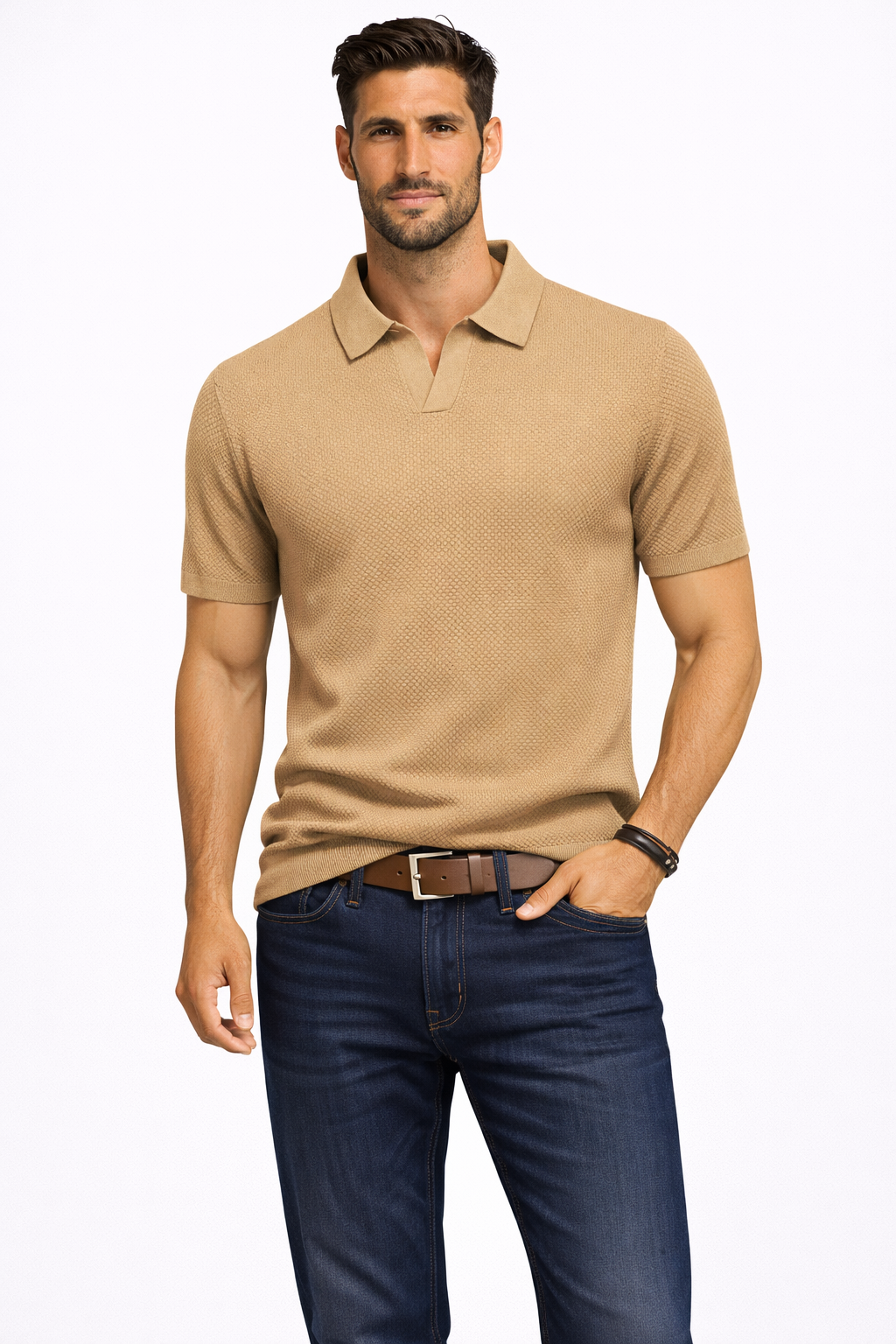 Alden | Men's Polo Shirt – Textured Knit Fabric, Short Sleeve Design 15