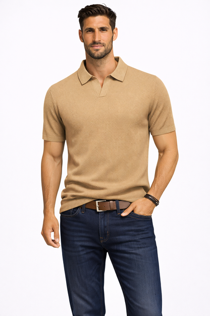 Alden | Men's Polo Shirt – Textured Knit Fabric, Short Sleeve Design 15