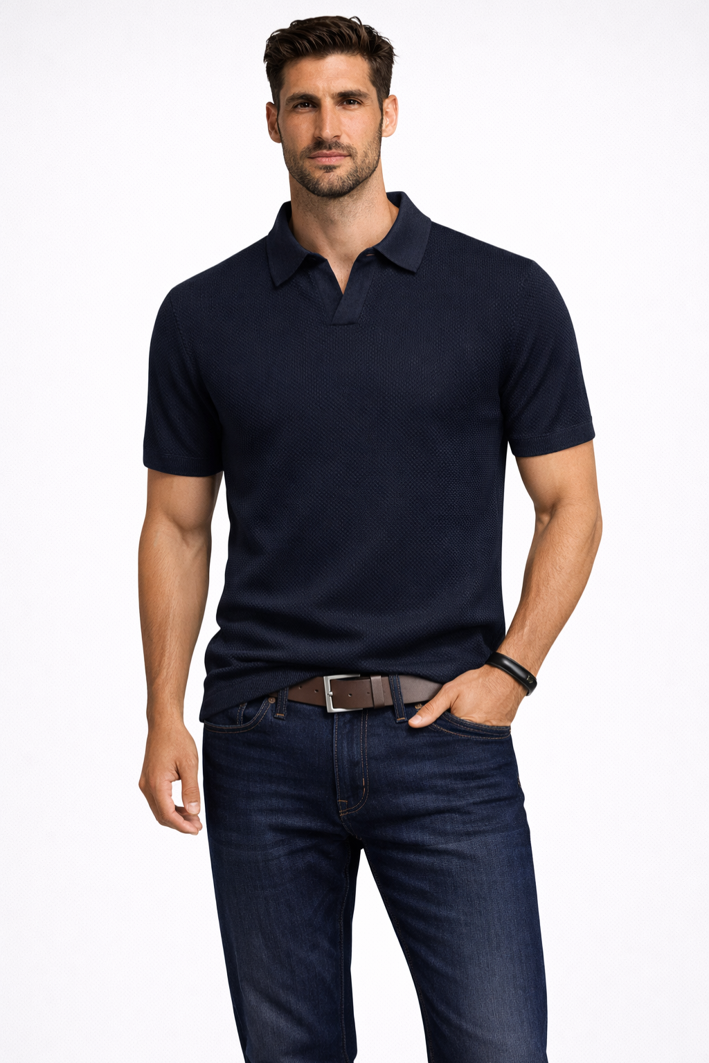 Alden | Men's Polo Shirt – Textured Knit Fabric, Short Sleeve Design 2