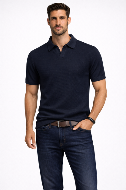 Alden | Men's Polo Shirt – Textured Knit Fabric, Short Sleeve Design 2