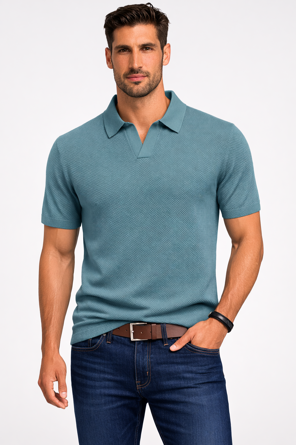 Alden | Men's Polo Shirt – Textured Knit Fabric, Short Sleeve Design 6