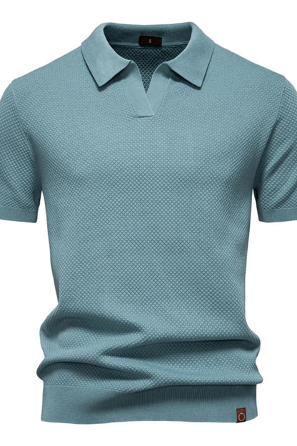 Alden | Men's Polo Shirt – Textured Knit Fabric, Short Sleeve Design 7