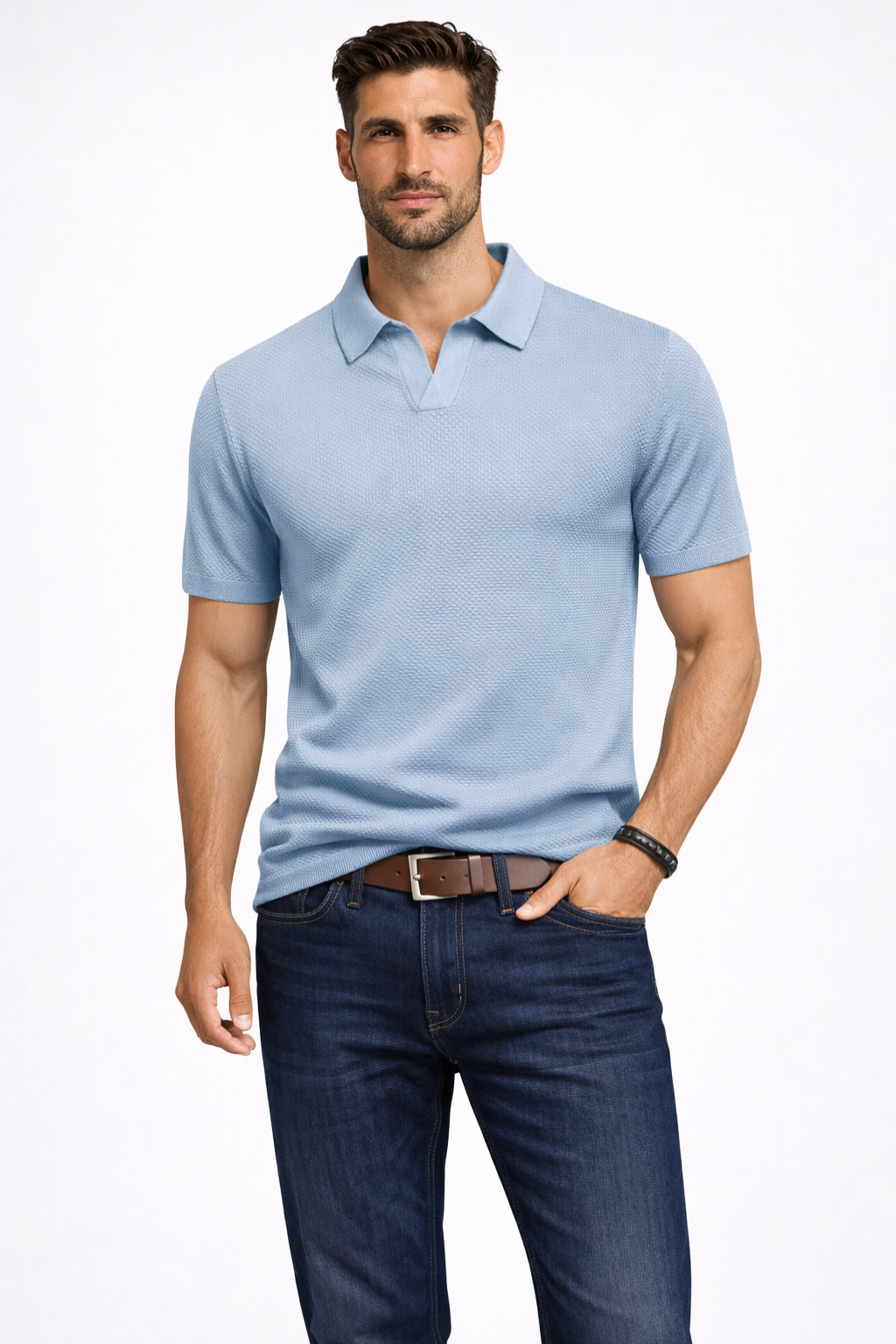 Alden | Men's Polo Shirt – Textured Knit Fabric, Short Sleeve Design 9