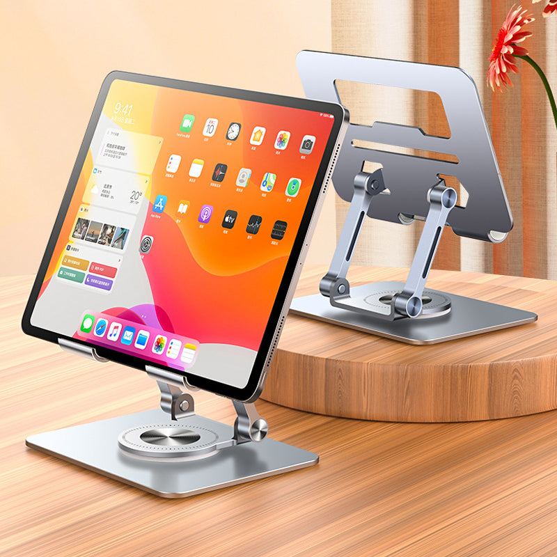 Aluminium Tablet Stand | 360° Rotating & Foldable Design | Adjustable Height for Tablets and Phones up to 12.9 Inches