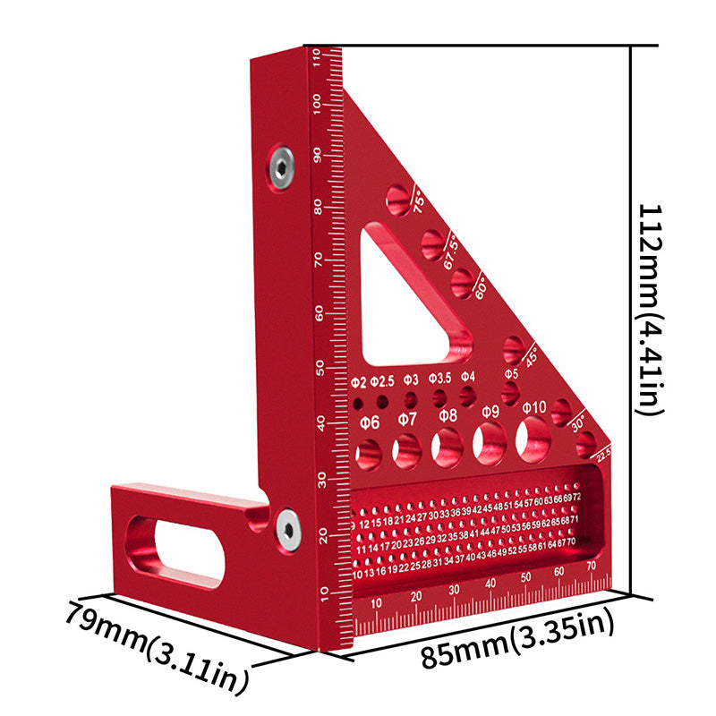 Aluminium Triangle Square Ruler | Laser-Engraved 45°/90° Scale | Rust-Resistant Alloy for Woodworking, DIY and Carpentry Projects