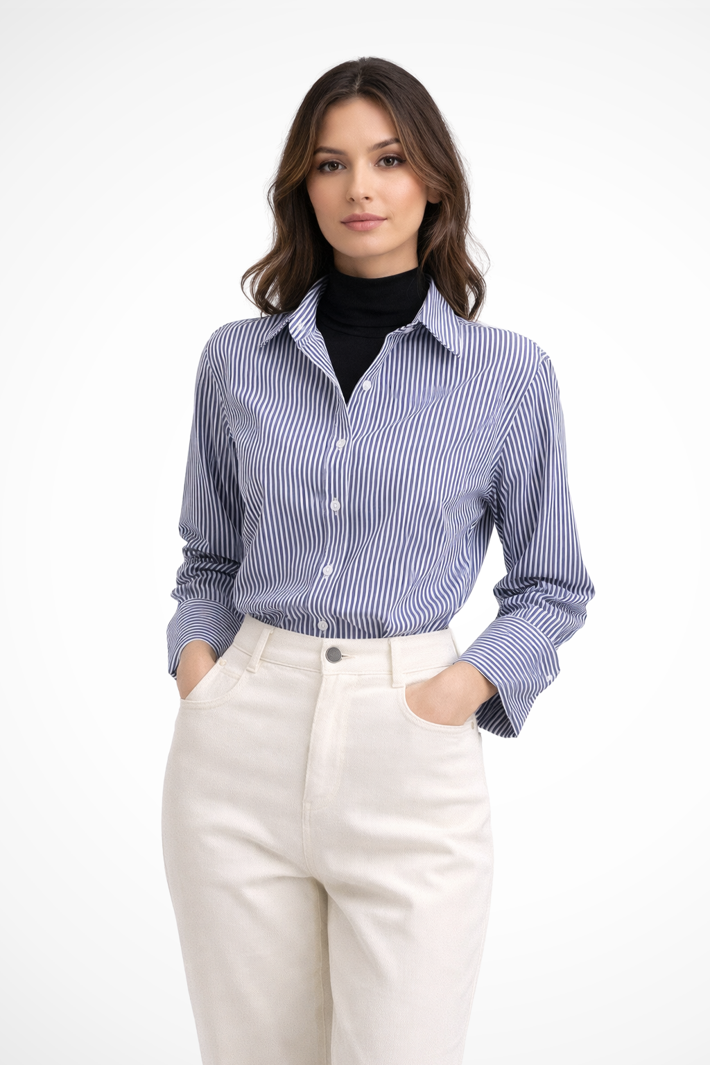 Alvara | Women's Blouse – Striped Button Down Long Sleeve Top 1