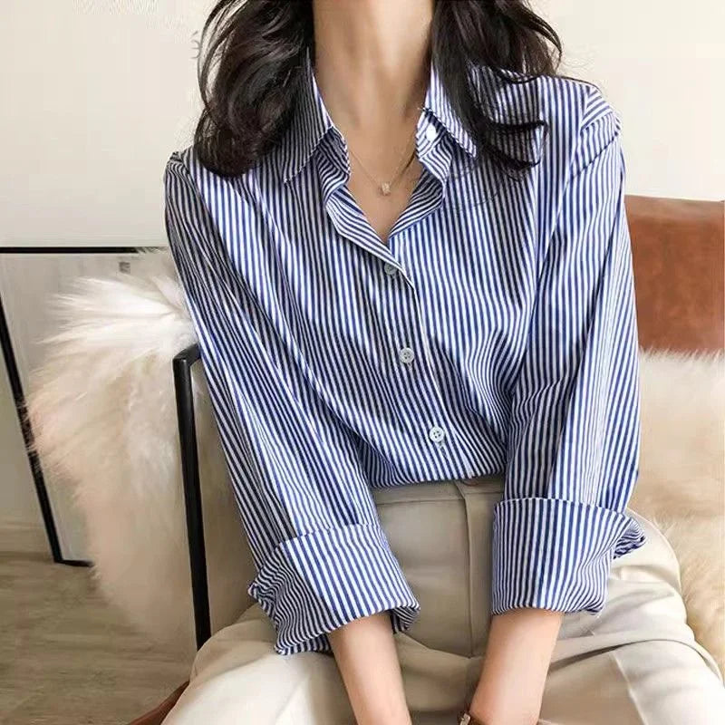 Alvara | Women's Blouse – Striped Button Down Long Sleeve Top 3