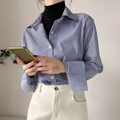 Alvara | Women's Blouse – Striped Button Down Long Sleeve Top 5