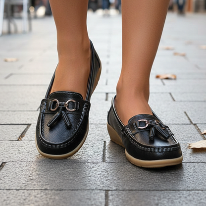 Anja | Leather Loafers for Women – Tassel Accent Design 2