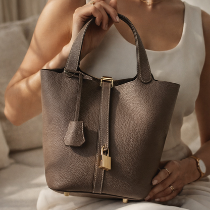 Ann | Leather Tote Bag – Medium Size With Structured Design 5