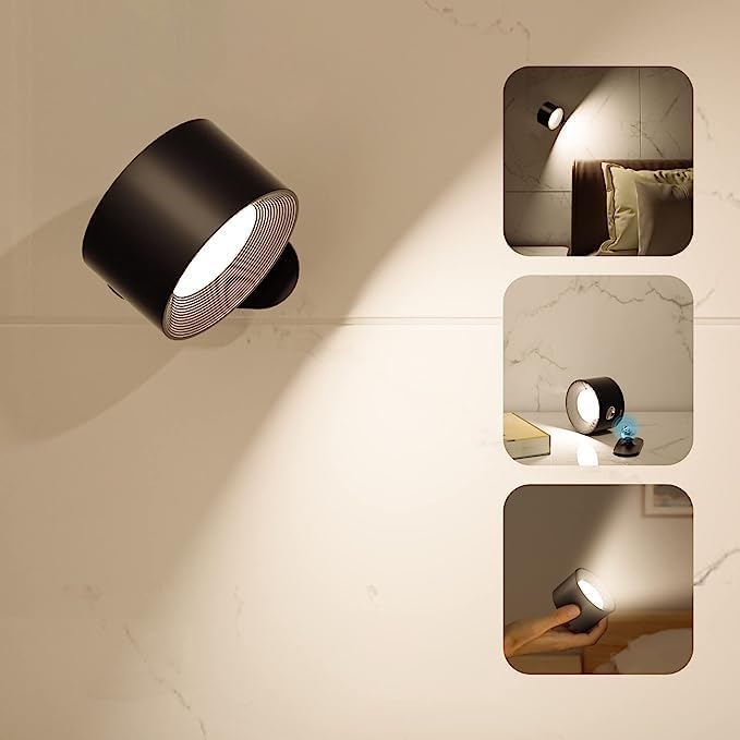 Anti-Glare LED Wall Lamp | USB Rechargeable, Touch Control & Magnetic Base | Bedside, Workspace and Cabinet Lighting