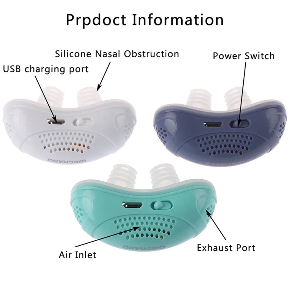 Anti Snoring Device with Silicone Nasal Buds | Rechargeable via Micro-USB | Mask-Free, Portable Design for Travel