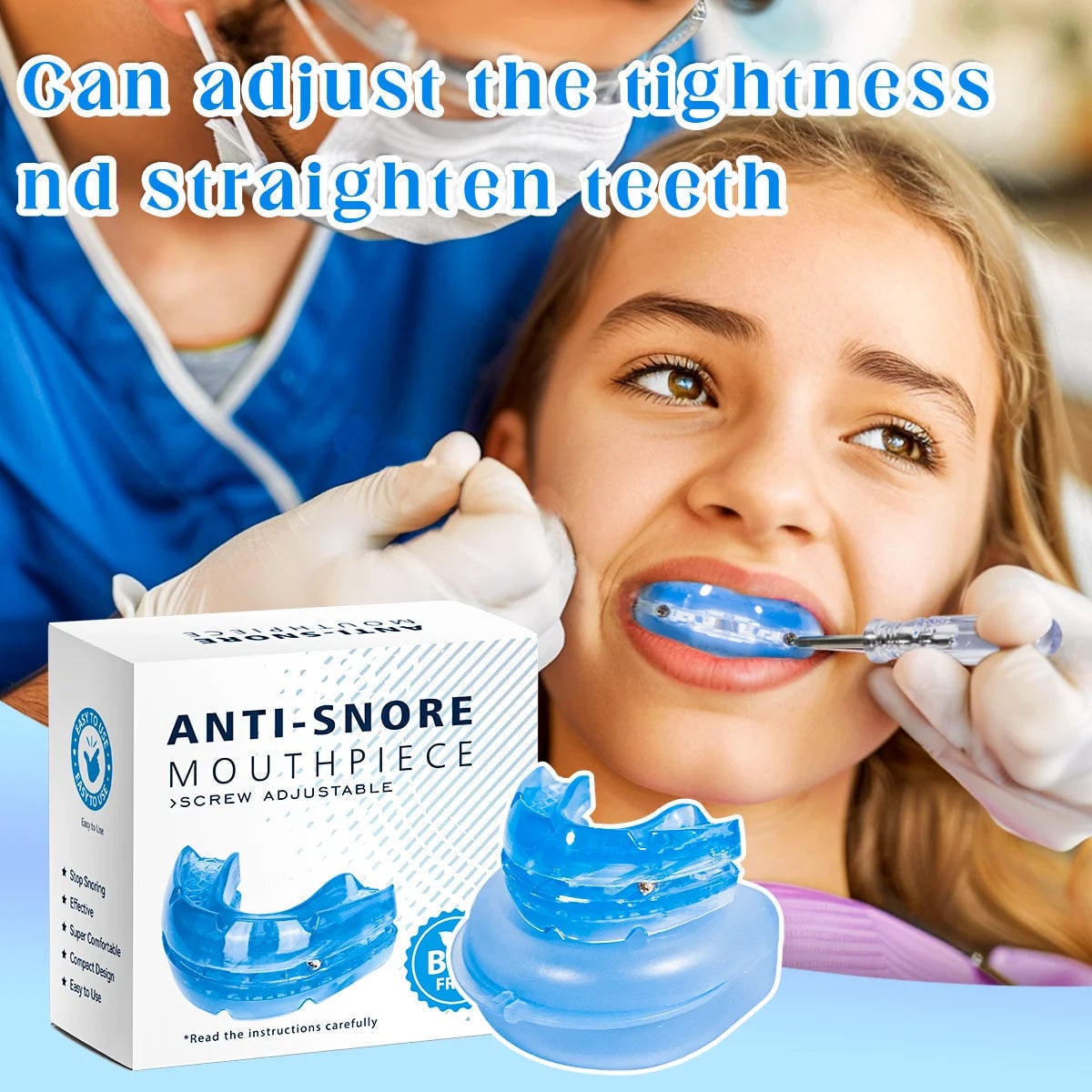 Anti Snoring Mouthpiece, Adjustable Screw-Fit | BPA-Free Dual Arch Mouth Guard | Storage Case & Screwdriver Included