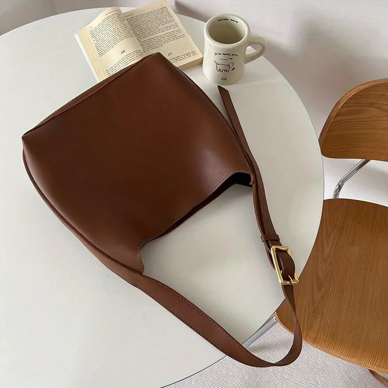Aria | Black Shoulder Bag - Vegan Leather, Structured Design