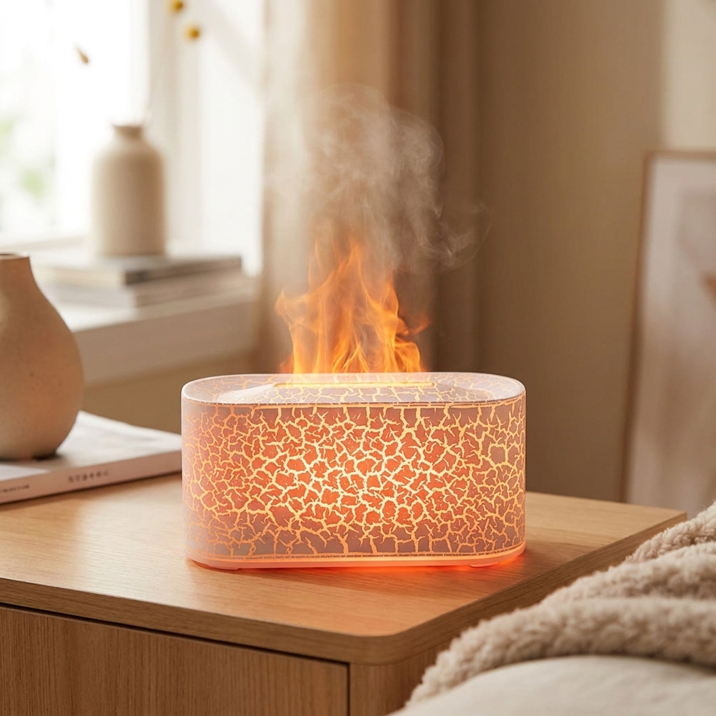 Aromatherapy Diffuser | Amber Flame Effect, Under Base Glow