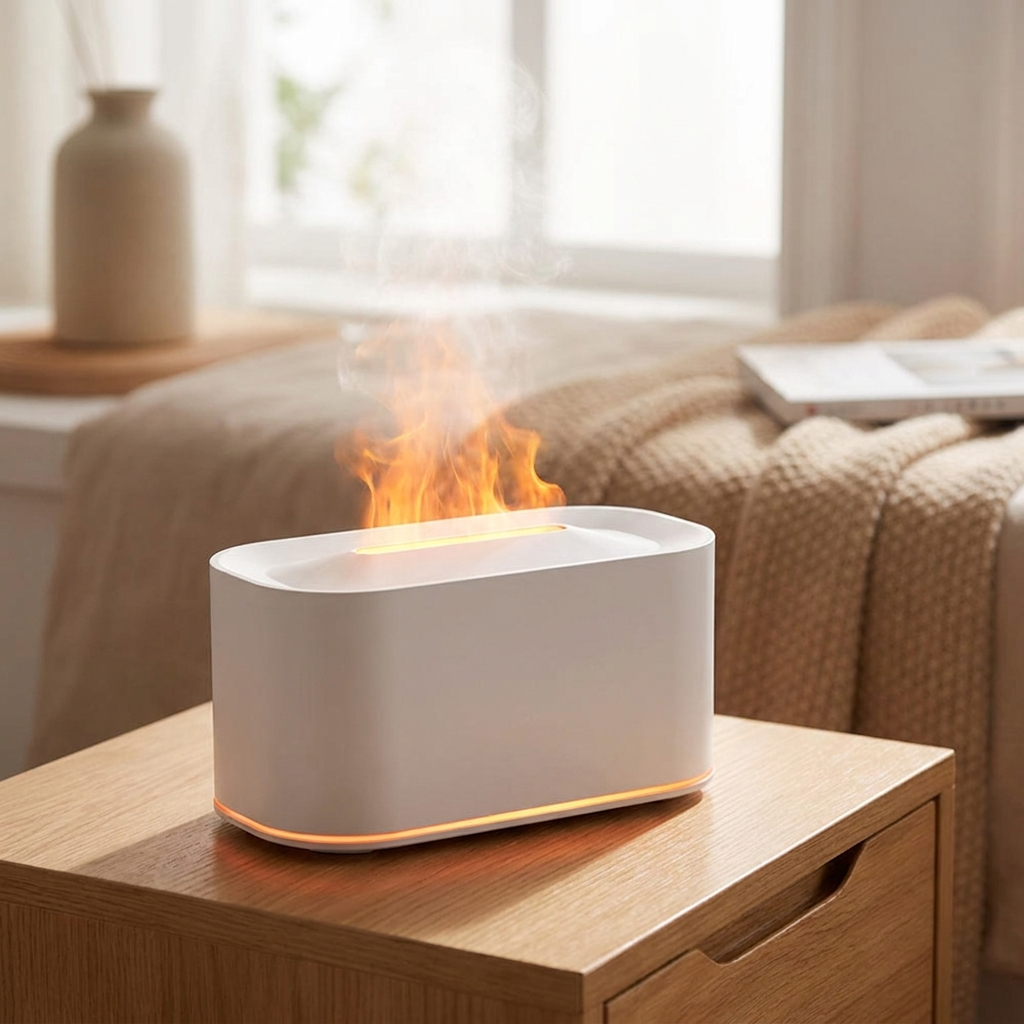 Aromatherapy Diffuser | Amber Flame Effect, Under Base Glow