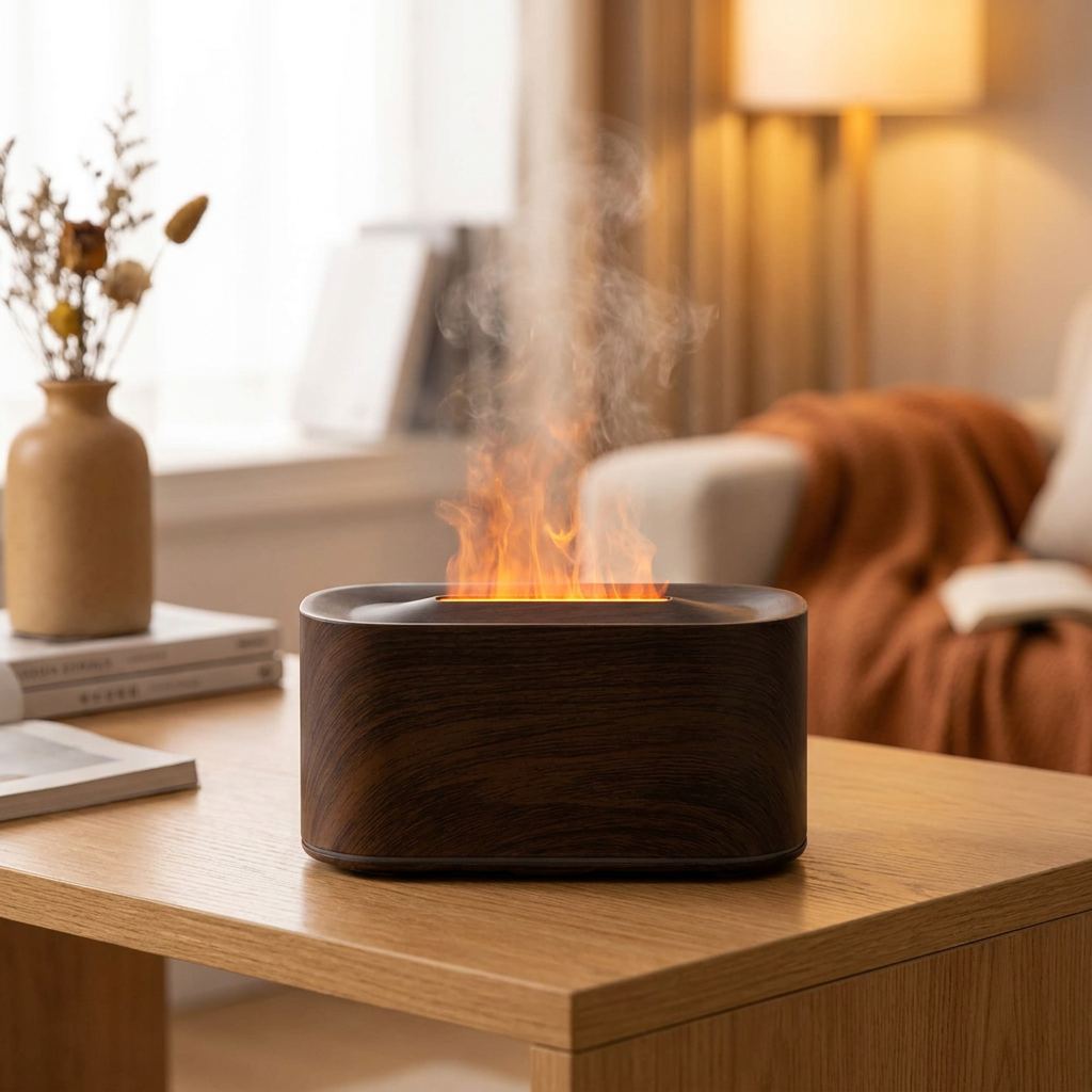Aromatherapy Diffuser | Amber Flame Effect, Under Base Glow