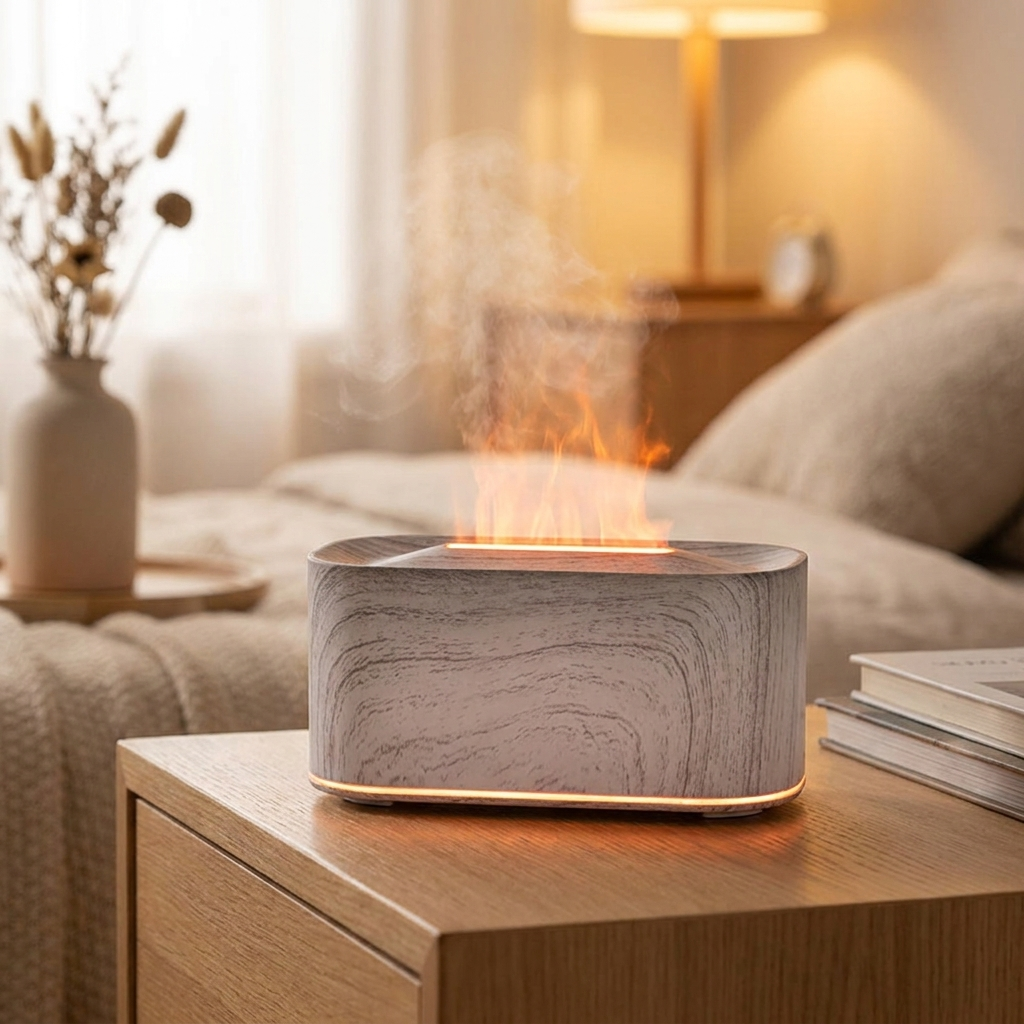 Aromatherapy Diffuser | Amber Flame Effect, Under Base Glow