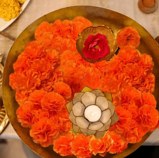 Artificial Marigold Flower Garland | Reusable Fabric Blend, Lightweight Design | Diwali, Halloween & Day of the Dead Decor