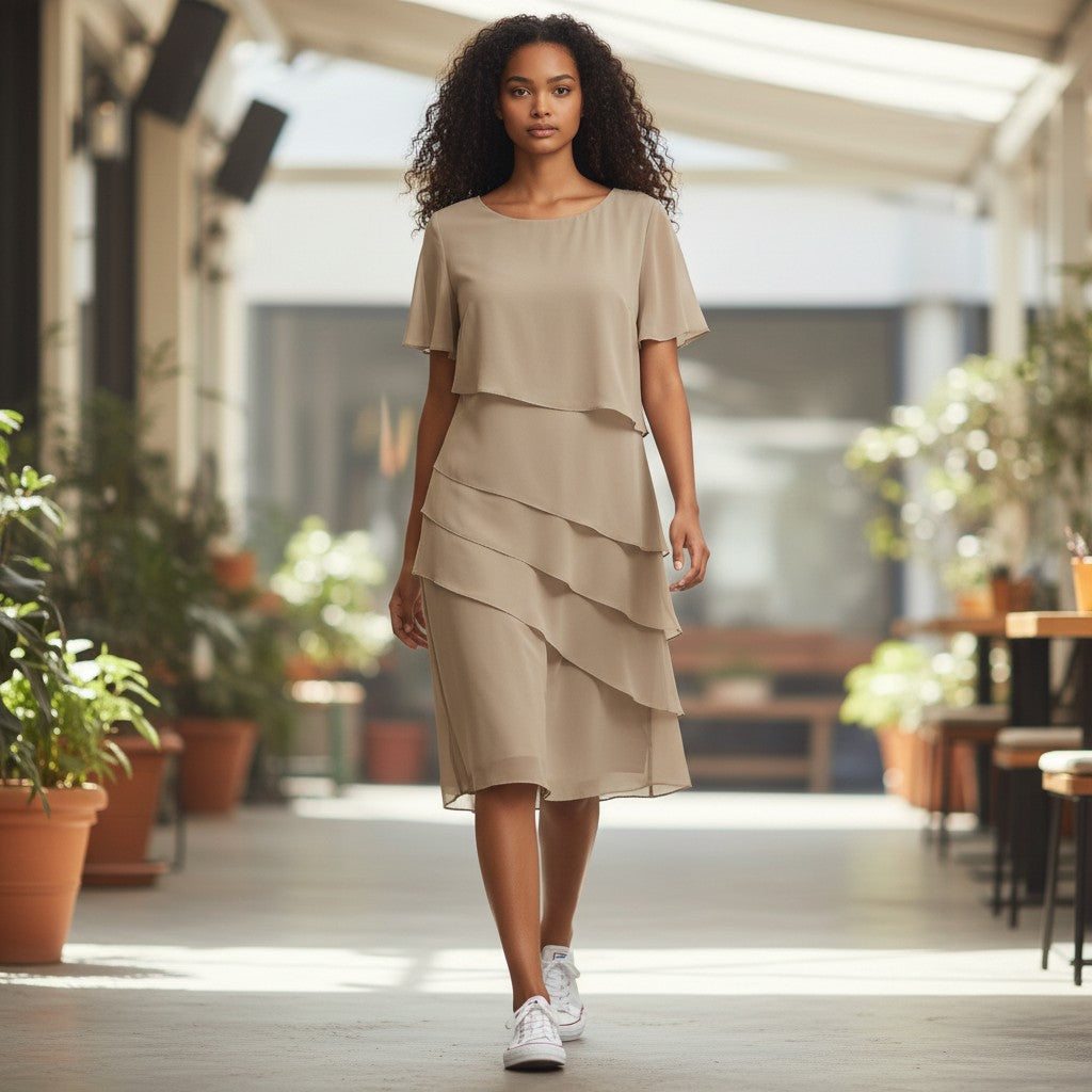Arya | Women's Maxi Dress - Lightweight Tiered Chiffon for Elegant Style