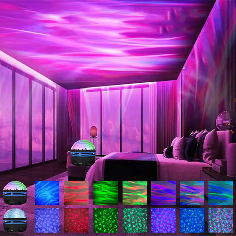 Aurora Ocean Wave Light Projector | 14 Colour Sound-Activated Modes | Remote-Controlled Dual Projection Display
