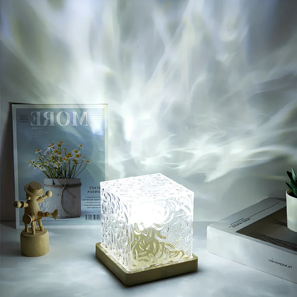 Prism Cube Lamp, Wood and Acrylic | 16 Colours with Remote Control | USB-Powered Northern Lights Effect, Two Sizes 8