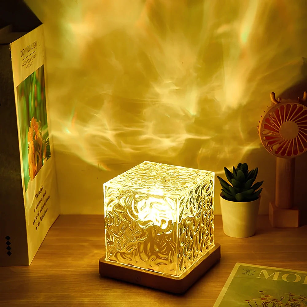 Prism Cube Lamp, Wood and Acrylic | 16 Colours with Remote Control | USB-Powered Northern Lights Effect, Two Sizes 11