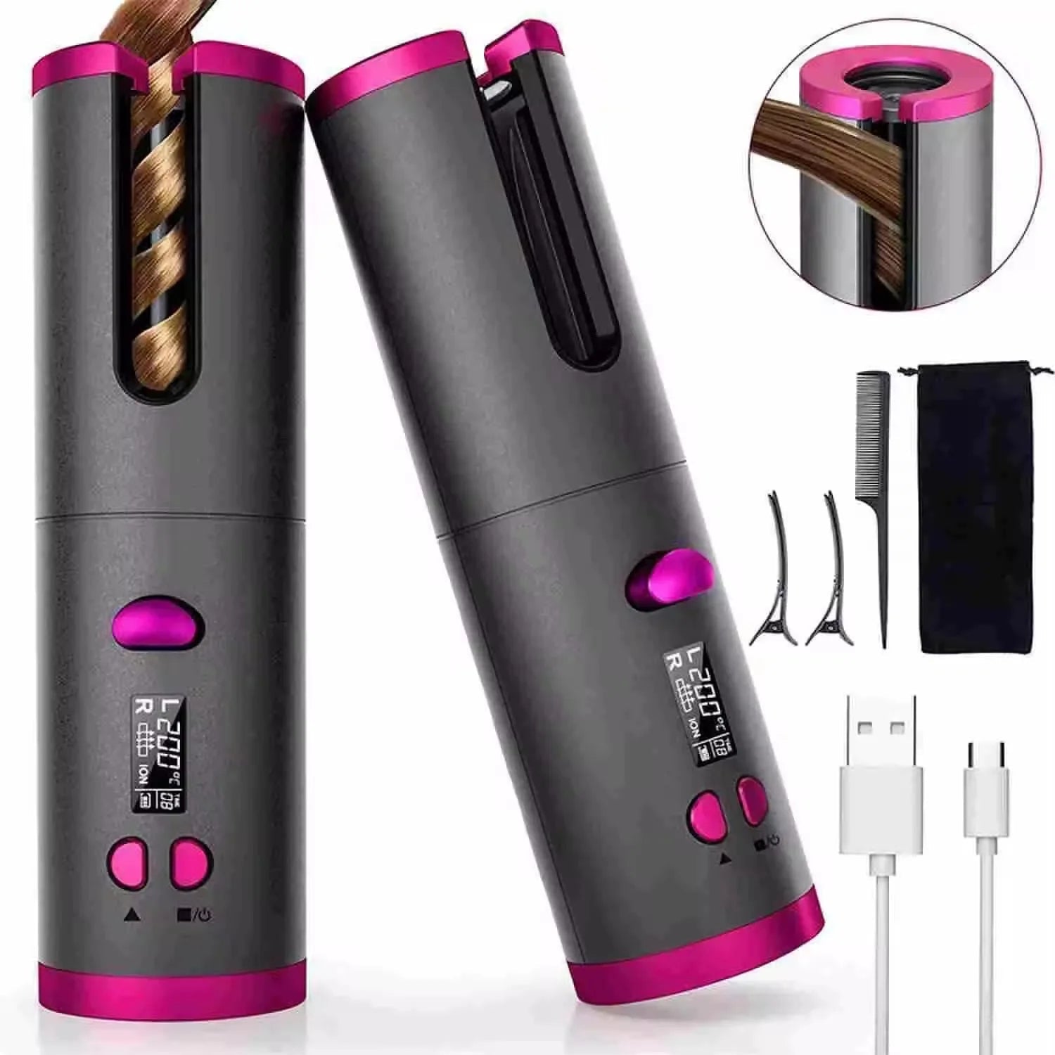 Automatic Hair Curler | Cordless Rechargeable Curling Iron