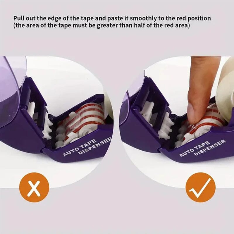 Automatic Tape Dispenser Plastic | One-Handed Operation with Concealed Safety Blade | Battery-Free Portable Design