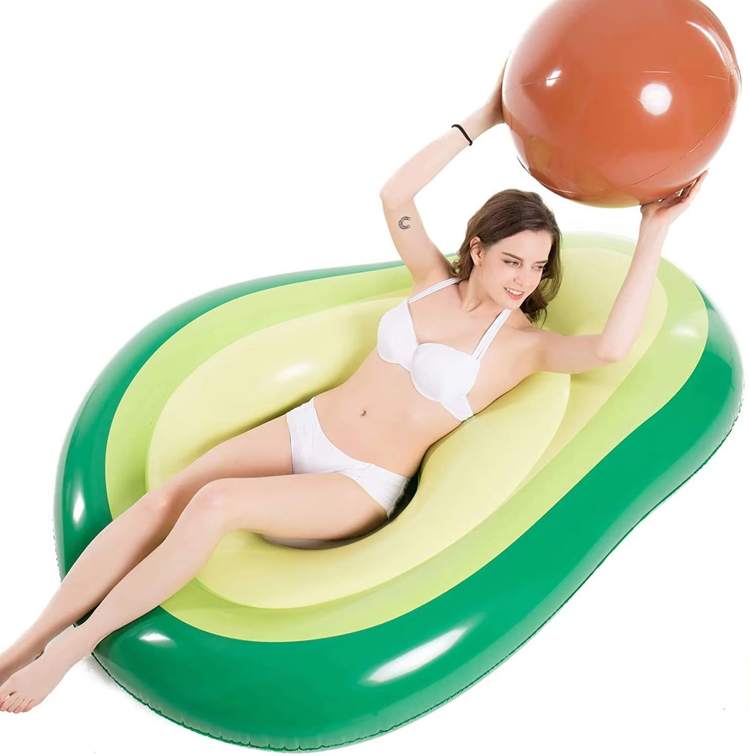 Avocado Pool Float | Inflatable Design With Detachable Ball