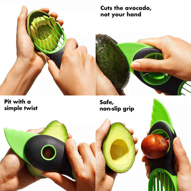 Avocado Slicer Stainless Steel | Peels, Splits, Cores and Slices in Seconds | Multipurpose Fruit Tool for Kiwi and Dragon Fruit