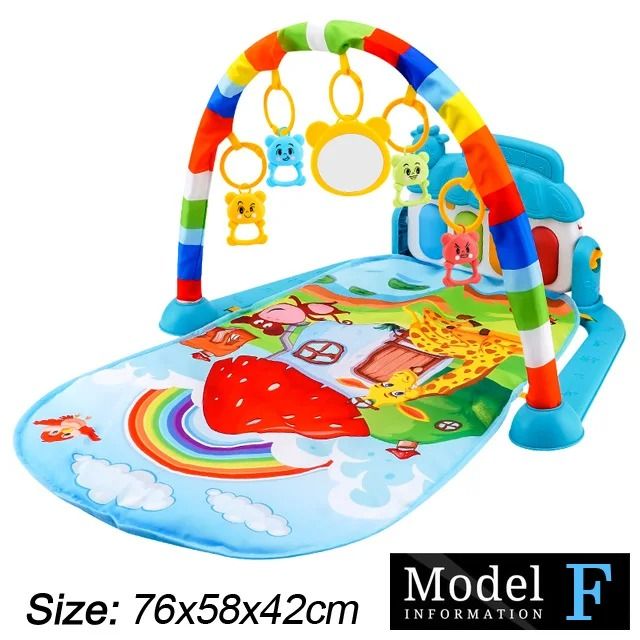Baby Activity Gym Piano Play Mat | Crawling Blanket with Pedals & Hanging Toys | Music & Motor Skill Development