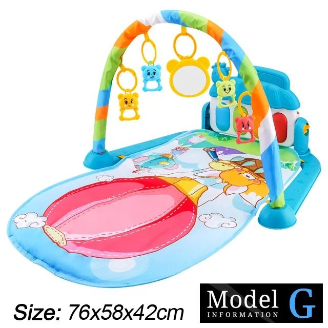 Baby Activity Gym Piano Play Mat | Crawling Blanket with Pedals & Hanging Toys | Music & Motor Skill Development