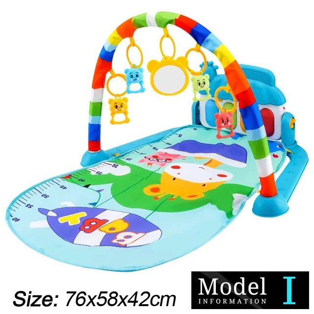 Baby Activity Gym Piano Play Mat | Crawling Blanket with Pedals & Hanging Toys | Music & Motor Skill Development