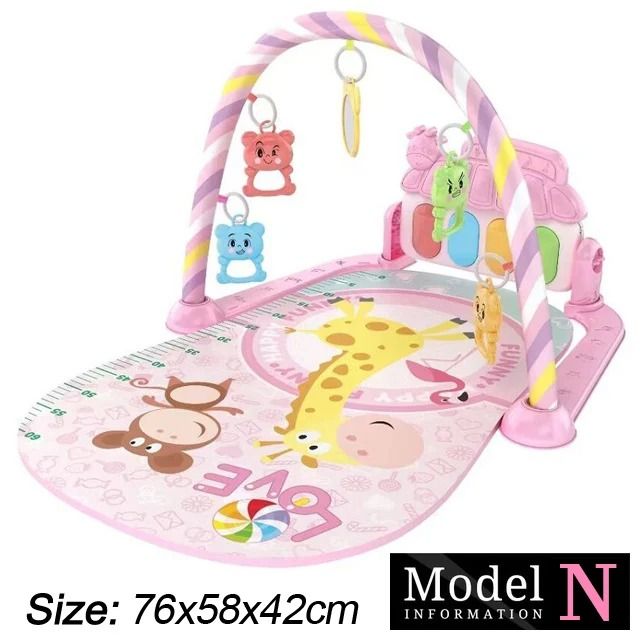 Baby Activity Gym Piano Play Mat | Crawling Blanket with Pedals & Hanging Toys | Music & Motor Skill Development