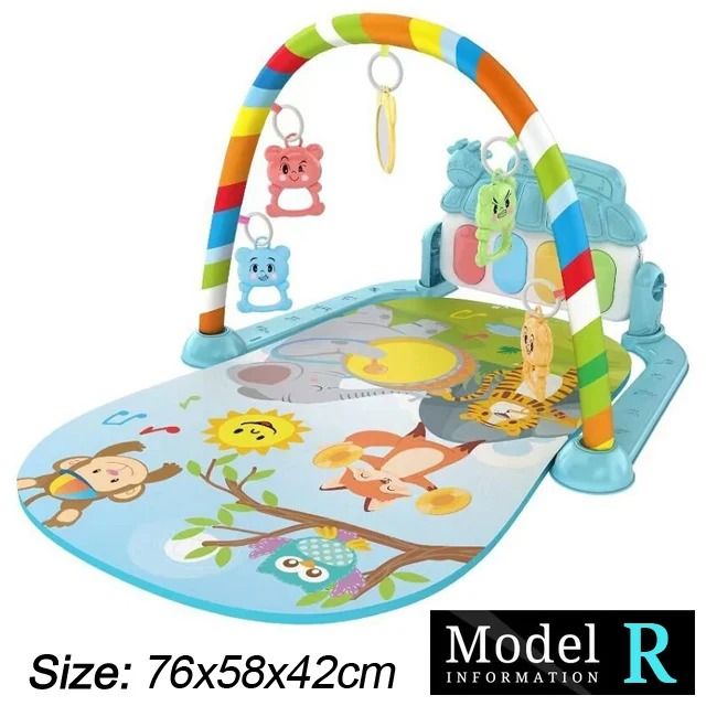 Baby Activity Gym Piano Play Mat | Crawling Blanket with Pedals & Hanging Toys | Music & Motor Skill Development