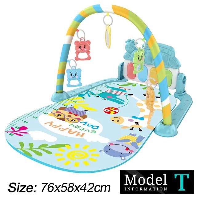 Baby Activity Gym Piano Play Mat | Crawling Blanket with Pedals & Hanging Toys | Music & Motor Skill Development