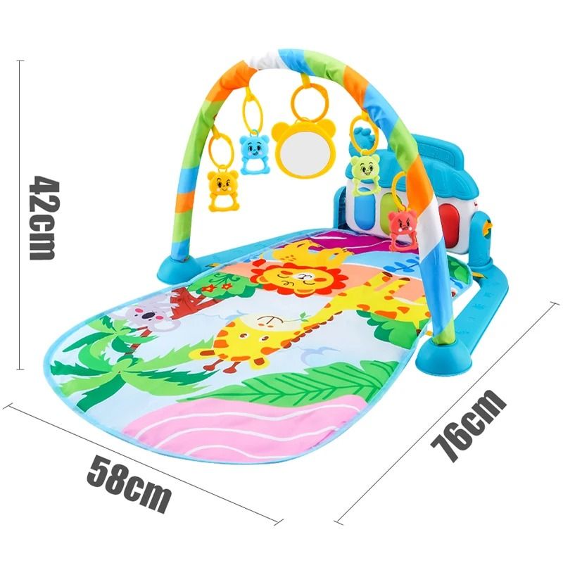 Baby Activity Gym Piano Play Mat | Crawling Blanket with Pedals & Hanging Toys | Music & Motor Skill Development
