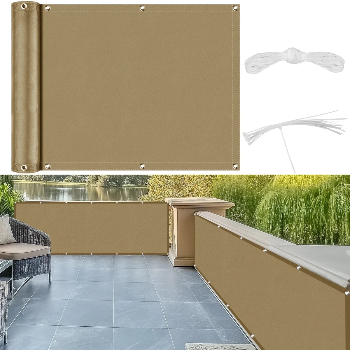 Balcony Privacy Screen | Weatherproof Fabric Fence Cover