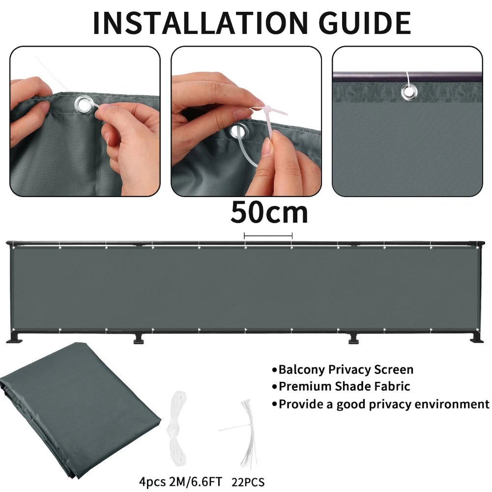 Balcony Privacy Screen | Weatherproof Fabric Fence Cover