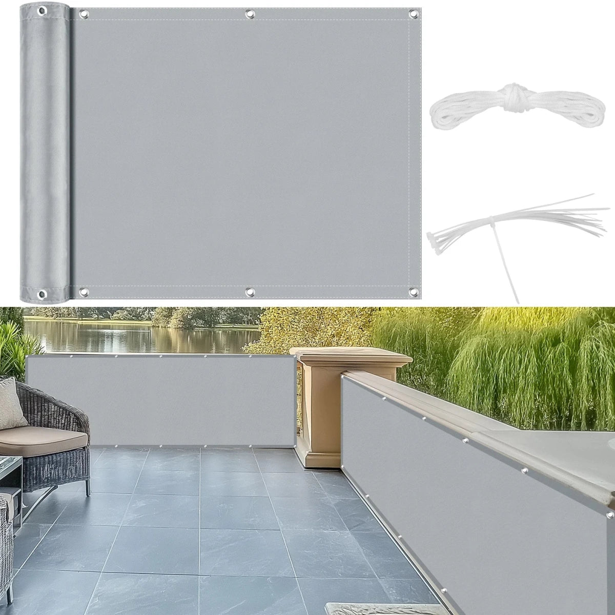 Balcony Privacy Screen | Weatherproof Fabric Fence Cover