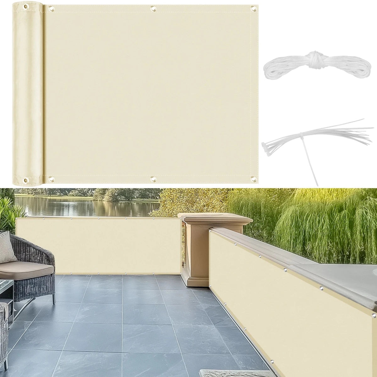 Balcony Privacy Screen | Weatherproof Fabric Fence Cover