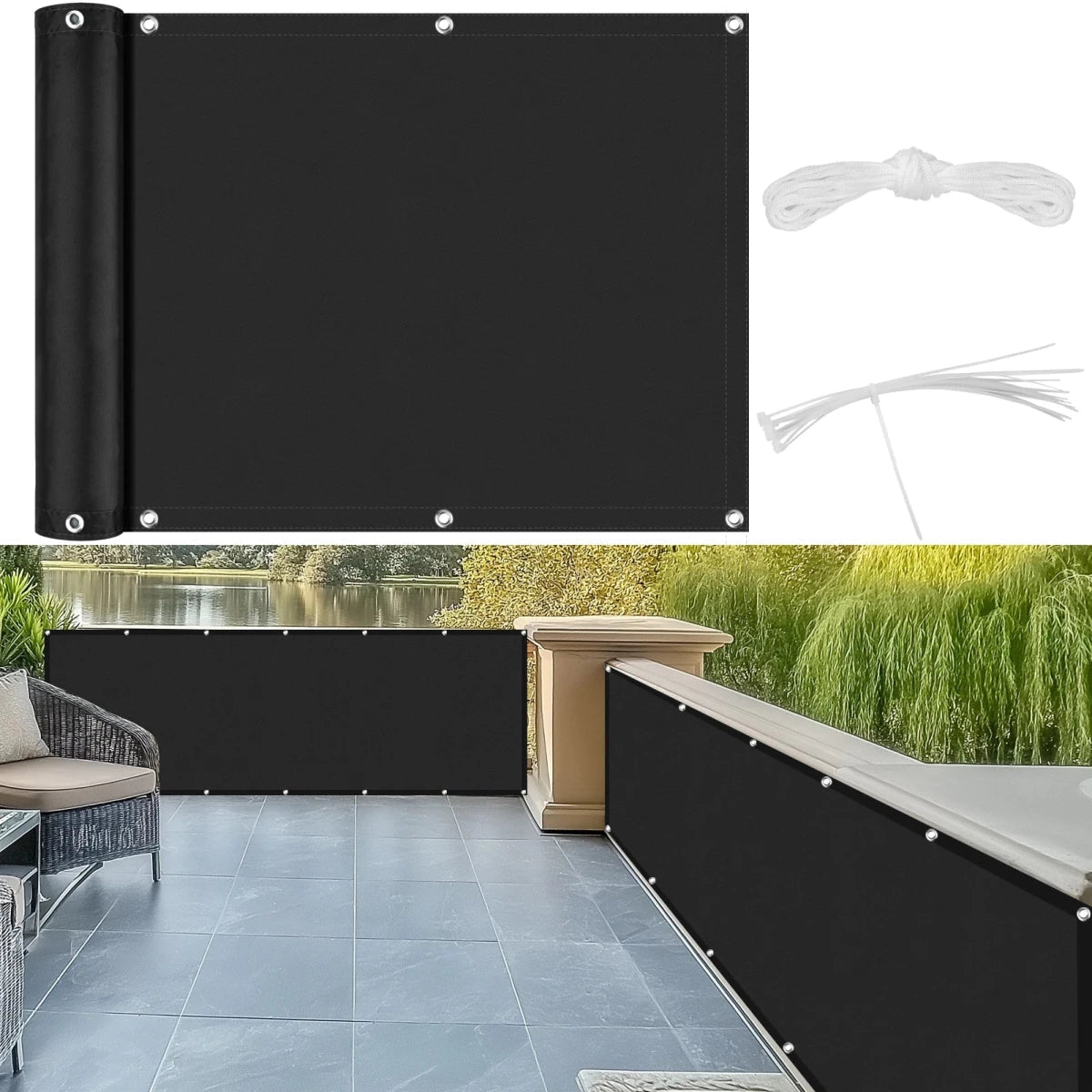 Balcony Privacy Screen | Weatherproof Fabric Fence Cover