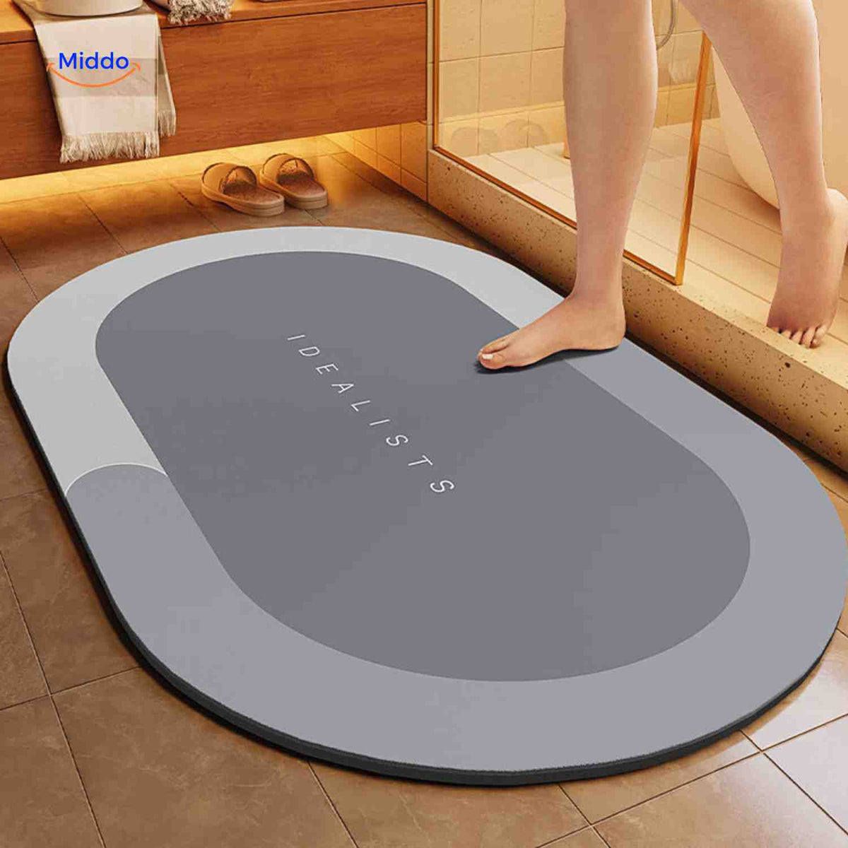 Bath Mat Diatomite Foam Core, Non-Slip Rubber Base | 4 Sizes, 6 Colours, 4 Shapes | Quick-Drying & Water-Absorbent