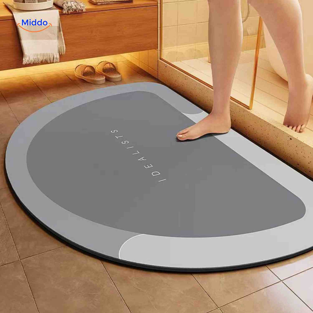Bath Mat Diatomite Foam Core, Non-Slip Rubber Base | 4 Sizes, 6 Colours, 4 Shapes | Quick-Drying & Water-Absorbent